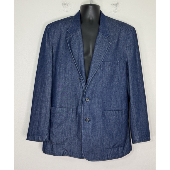 J. Peterman Denim Twill Jacket Cotton Blazer Chore Coat Normcore Preppy, 42 - Picture 3 of 13
